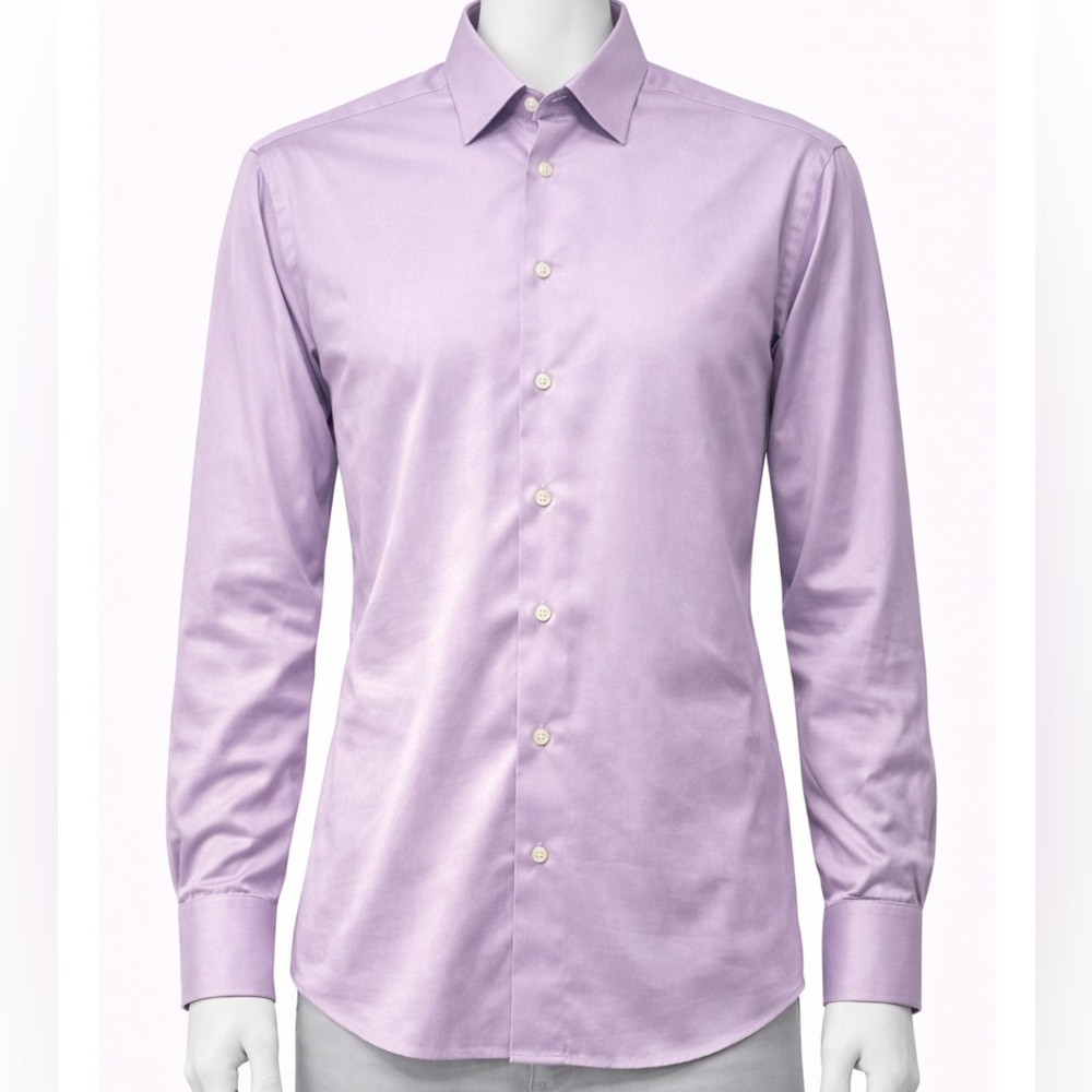 Straus Men's Slim Fit 100% Cotton Lilac Dress Shirt